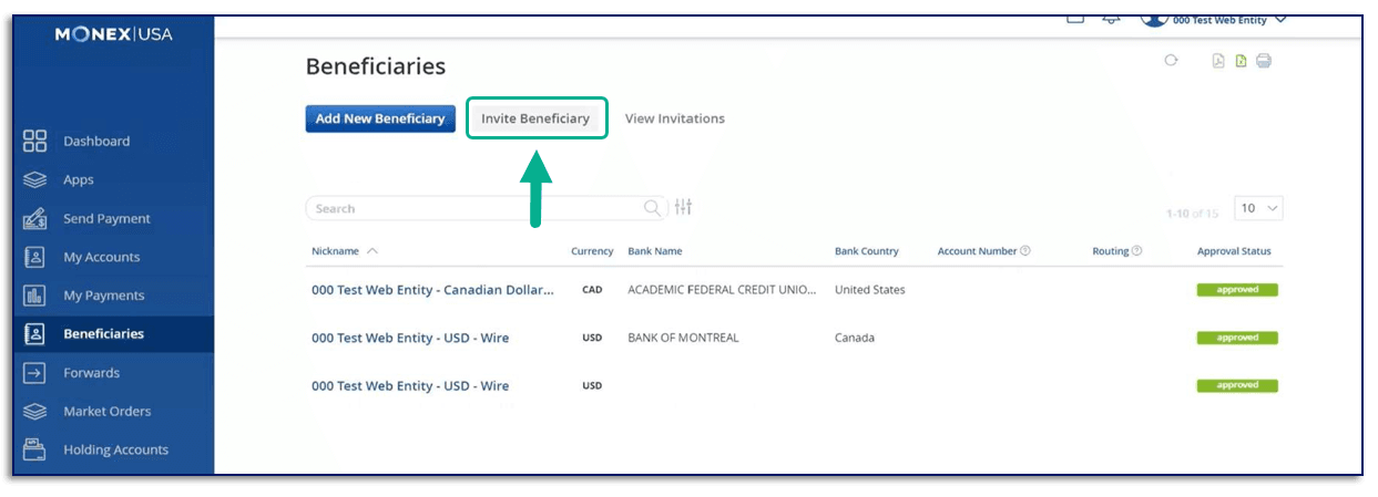 Beneficiary management platform for global payments