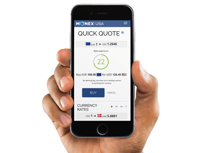 Monex Global Online running on a mobile device
